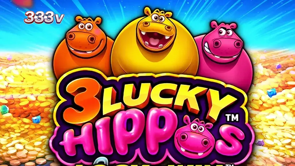 Tampilan visual slot 3 Lucky Hippos dengan tema hewan yang ceria